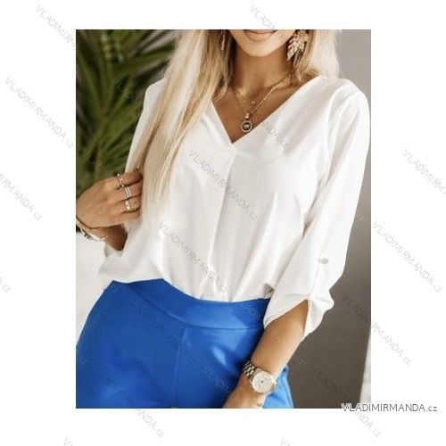 Blúzka elegantný dlhý rukáv dámska (S/M ONE SIZE) TALIANSKA MÓDA IMWB23107