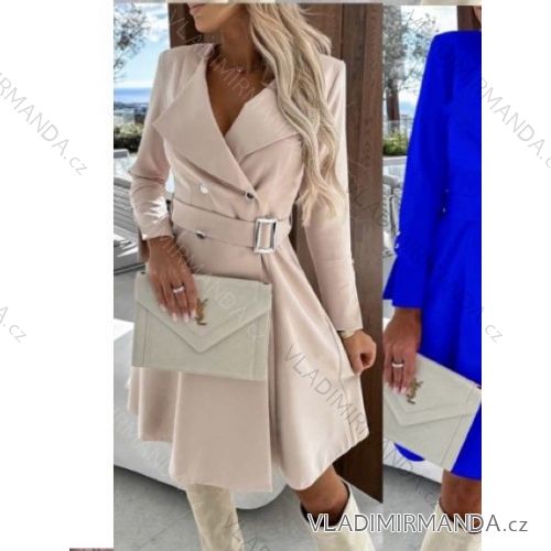 Šaty kabátikovej elegantný dlhý rukáv dámske (S/M ONE SIZE) TALIANSKA MÓDA IMWB23108