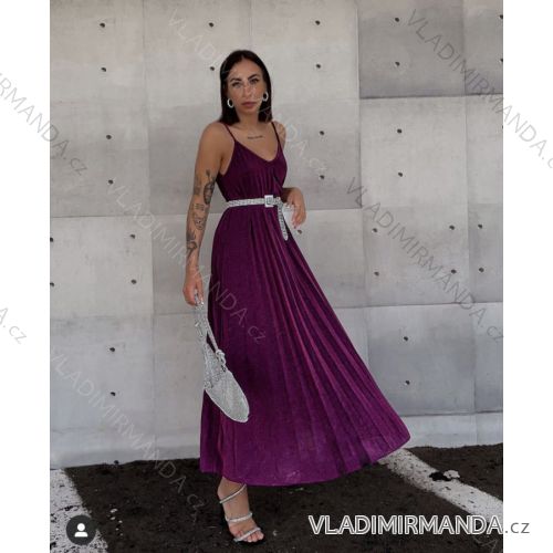 Šaty elegantné skladané na ramienka dámske (S/M ONE SIZE) TALIANSKA MÓDA IMPLP2380920125