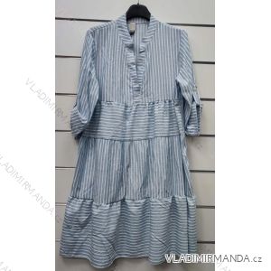 Šaty košeľové dlhý rukáv dámske prúžok (S/M ONE SIZE) TALIANSKA MÓDA IMWP23012