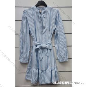 Šaty košeľové s opaskom dlhý rukáv dámske prúžok (S/M ONE SIZE) TALIANSKA MÓDA IMWP23013