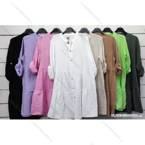 Šaty košeľové dlhý rukáv dámske (S/M ONE SIZE) TALIANSKA MÓDA IMWP23030