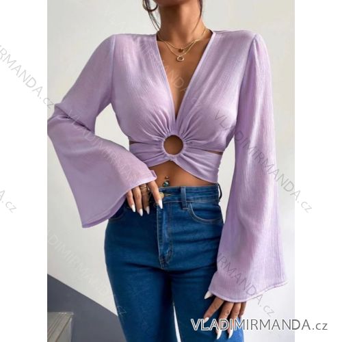 Top croptop dlhý rukáv dámsky (S/M ONE SIZE) TALIANSKA MÓDA IMPGM233351