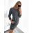 Šaty klasik teplé dlhý rukáv dámske (S/M ONE SIZE) TALIANSKA MÓDA IMD22908/DU -   hnedá
,   S/M