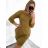 Šaty klasik teplé dlhý rukáv dámske (S/M ONE SIZE) TALIANSKA MÓDA IMD22908/DU -   hnedá
,   S/M