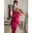 Šaty elegantné saténové spoločenské na ramienka dámske (S/M ONE SIZE) TALIANSKA MÓDA IM322MONICA/DR -   tmavo tyrkysová
,   S/M