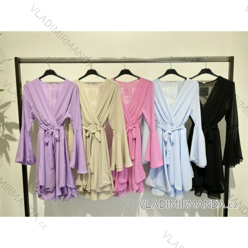 Šaty elegantný dlhý rukáv dámske (S/M ONE SIZE) TALIANSKA MÓDA IMPLM23749501