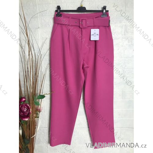 Nohavice dlhé s opaskom dámske (S-XL) TALIANSKA MÓDA IMPGM237884-02 ružová S