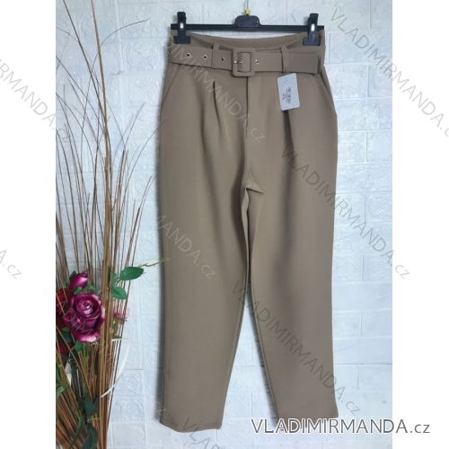 Kalhoty dlouhé s páskem dámské (S-XL) ITALSKÁ MÓDA IMPGM237884-05 svetlo hnedá S