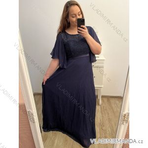 šaty plesové dlhé elegantné spoločenské krátky rukáv dámske (XL/2XL/3XL ONE SIZE) TALIANSKA MÓDA IMM23001/DU