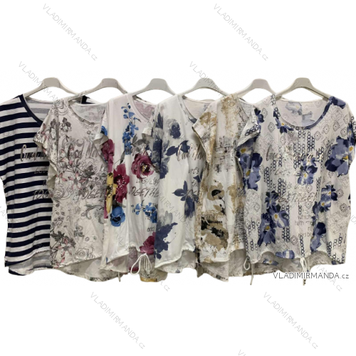 Tunika oversize zaväzovací krátky rukáv dámska nadrozmer (S/M/L/XL/2XL ONE SIZE) TALIANSKA MÓDA IMC23173