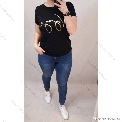 Tričko krátky rukáv dámske (S / M / L ONE SIZE) TALIANSKÁ MÓDA IM4211097/DR čierna S / M / L
