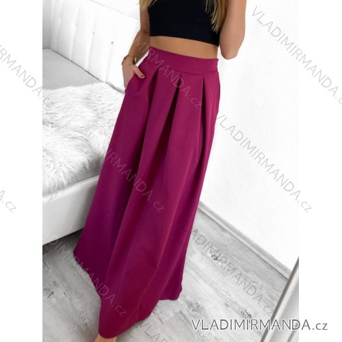 Sukňa maxi dlhá v páse na žabičkovanie dámska (S/M/L ONE SIZE) TALIANSKA MÓDA IMM22MAXIMA/DR fuchsiová