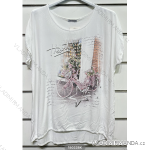 Tričko krátky rukáv dámske (S/M ONE SIZE) TALIANSKA MÓDA IMPSH2315022BK