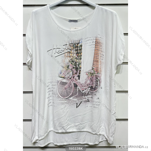Tričko krátky rukáv dámske (S/M ONE SIZE) TALIANSKA MÓDA IMPSH2315022BK