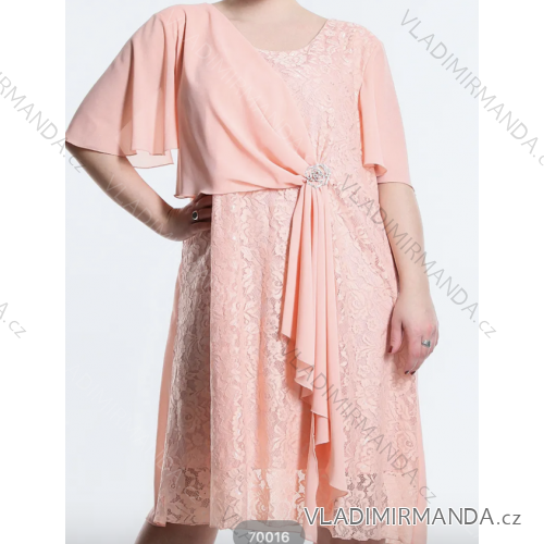 Šaty elegantné spoločenské nadrozmerné krátky rukáv dámske (2xl/3xl ONE SIZE) TALIANSKA MÓDA IMPSH2370016