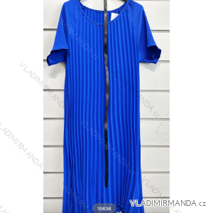 Šaty elegantné skladané s opaskom krátky rukáv dámske (S/M ONE SIZE) TALIANSKA MÓDA IMPSH2310636