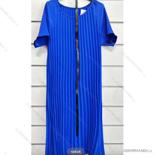 Šaty elegantné skladané s opaskom krátky rukáv dámske (S/M ONE SIZE) TALIANSKA MÓDA IMPSH2310636