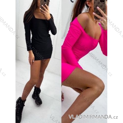 Šaty mini dlhý rukáv dámske (S/M ONE SIZE) TALIANSKA MÓDA IMWY23085