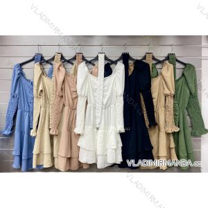 Šaty s opaskom dlhý rukáv dámske (S/M ONE SIZE) TALIANSKA MÓDA IMWGS23641