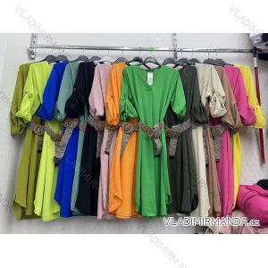 Šaty s opaskom dlhý rukáv dámske (S/M ONE SIZE) TALIANSKA MÓDA IMWD23689