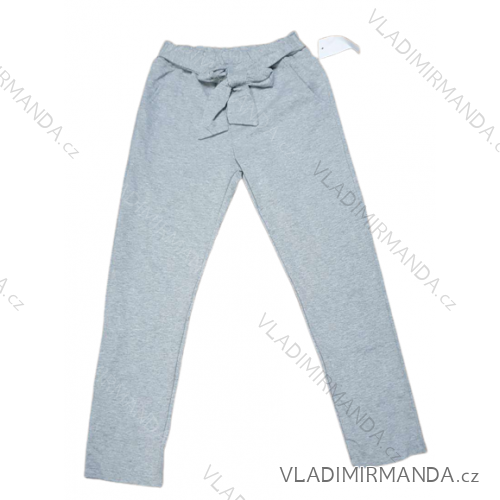 Tepláky elegantné dlhé s mašľou dámske (M/L ONE SIZE) TALIANSKA MÓDA IMD22421 šedá M / L