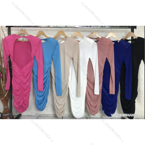 Šaty elegantný dlhý rukáv dámske (S/M ONE SIZE) TALIANSKA MÓDA IMPGM235763