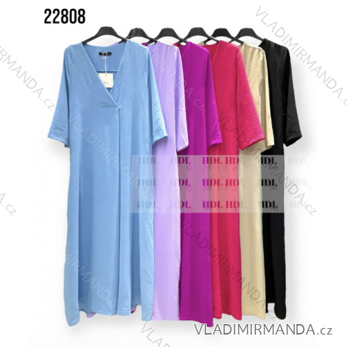Šaty dlhé krátky rukáv dámske (S/M ONE SIZE) TALIANSKA MÓDA IMPHD2322808-1