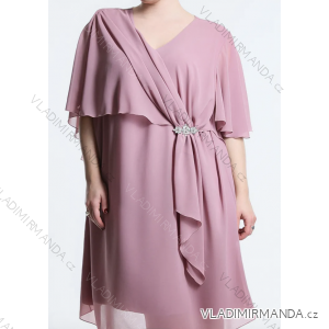 Šaty elegantné spoločenské nadrozmer krátky rukáv dámske (2XL/3XL ONE SIZE) TALIANSKA MÓDA IMPSH2370013