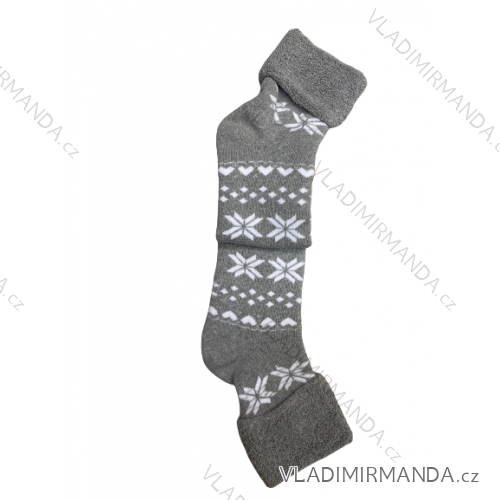 Ponožky vianočné teplé termo dámske (36-40) POLSKÁ MODA DPP22269 šedá 34-36