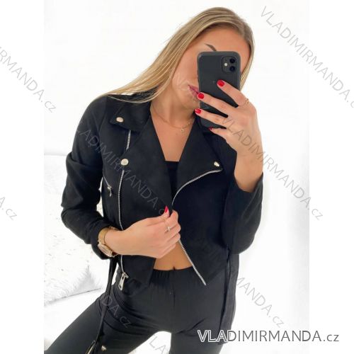 Bunda brúsená koženka dámska (S / M ONE SIZE) TALIANSKÁ MÓDA IM921155