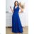 Šaty dlhé spoločenské bez rukávu dámske (34-54) POLSKÁ MÓDA PMLMR23ANITA kráľovská modrá 34