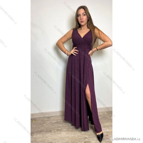 Šaty dlhé spoločenské bez rukávu dámske (34-54) POLSKÁ MÓDA PMLMR23ANITA-2 vínová 34