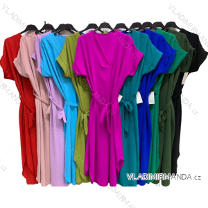 Šaty elegantný oversize s opaskom krátky rukáv dámske nadrozmer (XL/2XL/3XL ONE SIZE) TALIANSKA MóDA IMC23211