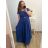 Šaty plesové elegantné spoločenské rukáv dámske nadrozmer (L/XL ONE SIZE) TALIANSKA MÓDA IMM23FRANCESCA/DUR kráľovská modrá