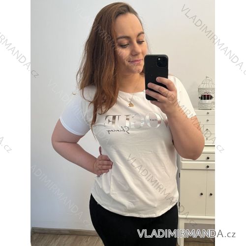 Tričko krátky rukáv dámske nadrozmer (XL/2XL ONE SIZE) TALIANSKA MÓDA IMM23M917-1