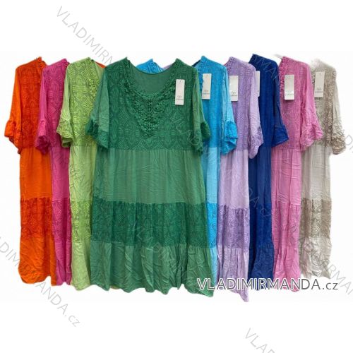 Šaty krátky rukáv dámske nadrozmer (2XL/3XL ONE SIZE) TALIANSKA MÓDA IMWT23798