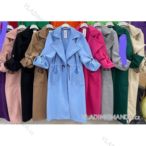 Kabát flaušový dlhý rukáv dámsky (S/M ONE SIZE) TALIANSKA MÓDA IMWB23817
