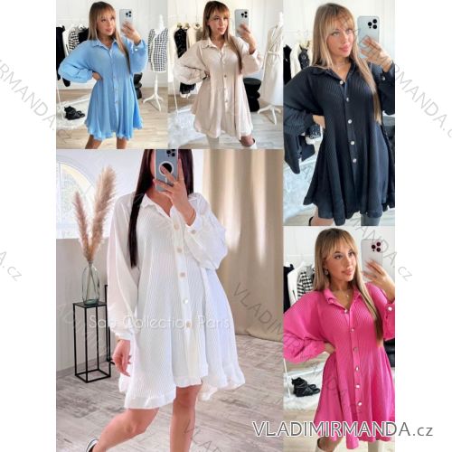 Šaty košeľové krátky rukáv dámske (S/M ONE SIZE) TALIANSKA MÓDA IMWB23816