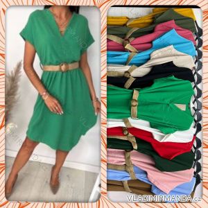 Šaty letné s opaskom krátky rukáv dámske (S/M ONE SIZE) TALIANSKA MÓDA IMWD23827