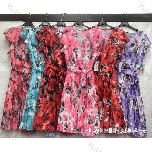 Šaty letné šifónové krátky rukáv dámske (S/M ONE SIZE) TALIANSKA MÓDA IMWA23909