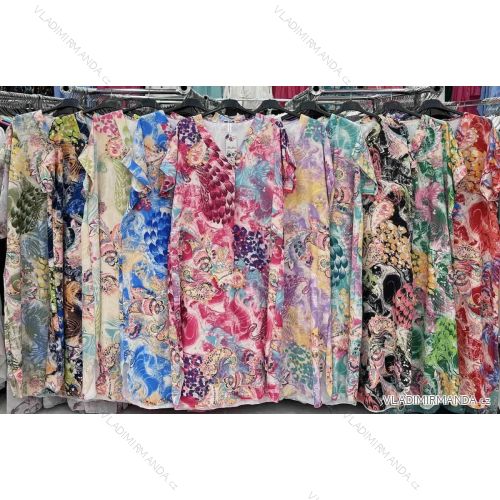 Šaty dlhé letné krátky rukáv dámske nadrozmer (XL/2XL ONE SIZE) TALIANSKA MÓDA IMWE23984
