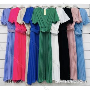 Šaty dlhé letné s opaskom krátky rukáv dámske (S/M ONE SIZE) TALIANSKA MÓDA IMWD231044