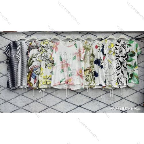 Tunika so zaväzovaním krátky rukáv dámska (S/M ONE SIZE) TALIANSKA MÓDA IMWD231045