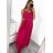 Šaty dlhé elegantné spoločenské na ramienka dámske (S/M ONE SIZE) TALIANSKA MÓDA IMPSH243670 béžová S/M
