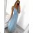 Šaty dlhé elegantné spoločenské na ramienka dámske (S/M ONE SIZE) TALIANSKA MÓDA IMPSH243670 béžová S/M
