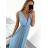 Šaty dlhé elegantné spoločenské na ramienka dámske (S/M ONE SIZE) TALIANSKA MÓDA IMPSH243670 béžová S/M