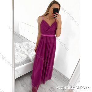 Šaty dlouhé elegantní společenské na ramínka dámské (S/M ONE SIZE) ITALSKÁ MÓDA IMPSH243670