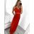 Šaty dlhé elegantné spoločenské na ramienka dámske (S/M ONE SIZE) TALIANSKA MÓDA IMPSH243670 béžová S/M