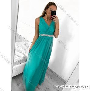 Šaty dlhé spoločenské elegantné bez rukávov dámske (S/M ONE SIZE) TALIANSKA MÓDA IMPSH223598/DU